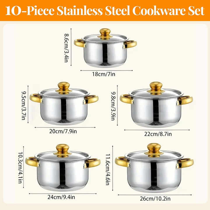 Topfset Induktion 5-teilig,Kochtopf Set mit Glasdeckel Stay-Cool-Griffe Messmarkierungen Ausgiessran