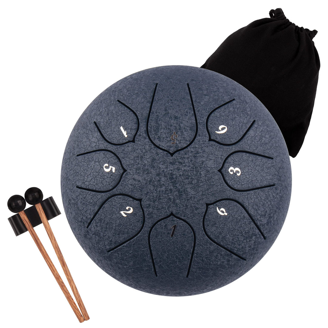 LOMUTY Stahlzungentrommel, 6 Zoll 15 cm Steel Tongue Drum, C-Dur 8 Noten, Handtrommel HandPan Drum m