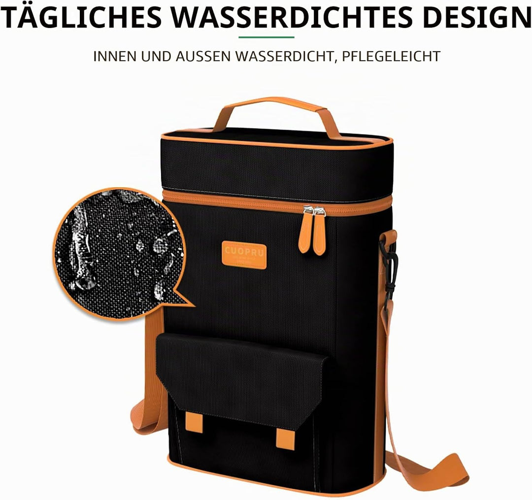 Premium Matero for Yerba Mate Kit – Doppellagig, wasserdicht, 2 Weinflaschentaschen, tragbare Traget