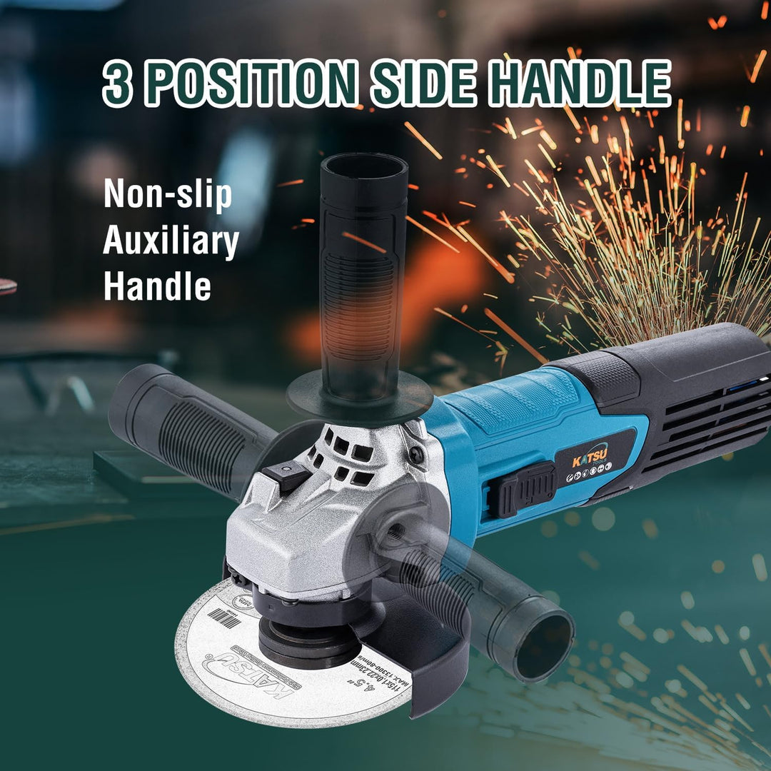 KATSU Tools Kabelgebundener Winkelschleifer 115 mm 750 W, schlankes Gehäuse, für Mauerwerk, Beton, F