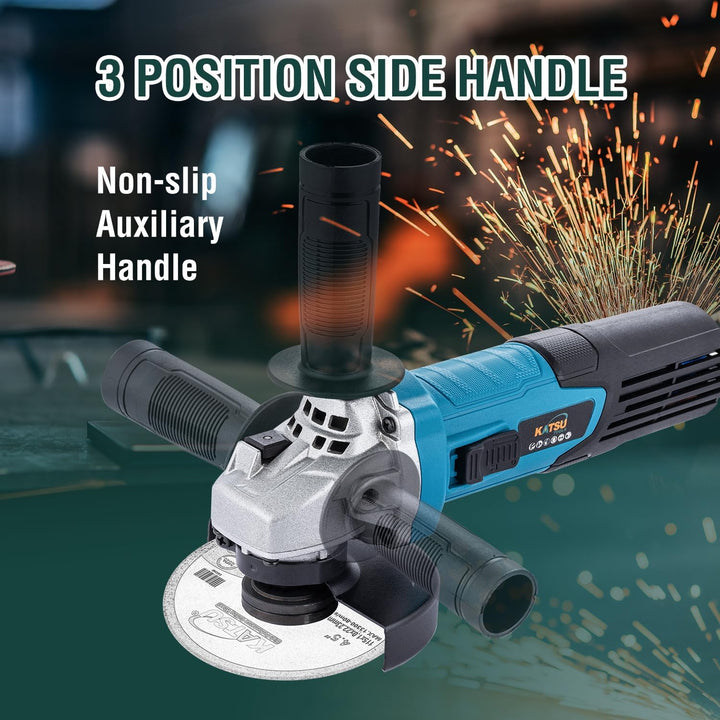 KATSU Tools Kabelgebundener Winkelschleifer 115 mm 750 W, schlankes Gehäuse, für Mauerwerk, Beton, F
