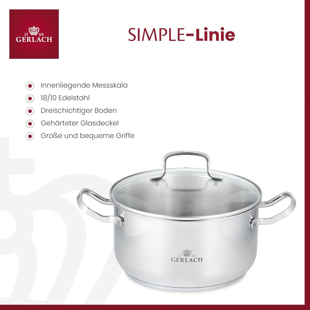 Gerlach Simple Topf aus Edelstahl Kochtopf Induktion Induktiontopf Kochgeschirr Induktionsgeeignet 4