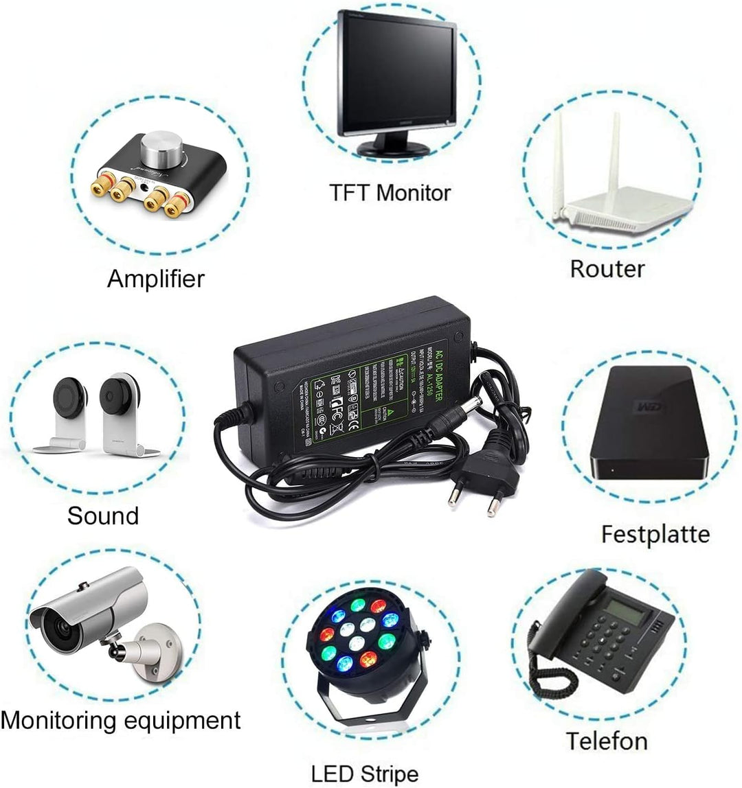 Nobsound 12V 5A Netzteil Adapter, AC 100-240V bis DC 12 Volt 5 Amp 60W Stromversorgung für Verstärke