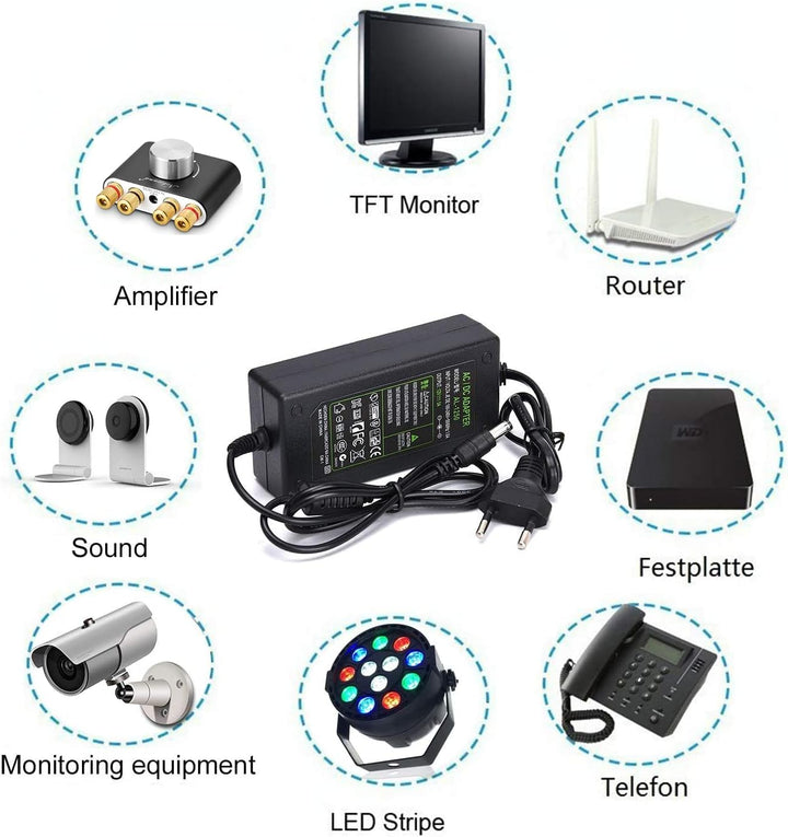 Nobsound 12V 5A Netzteil Adapter, AC 100-240V bis DC 12 Volt 5 Amp 60W Stromversorgung für Verstärke