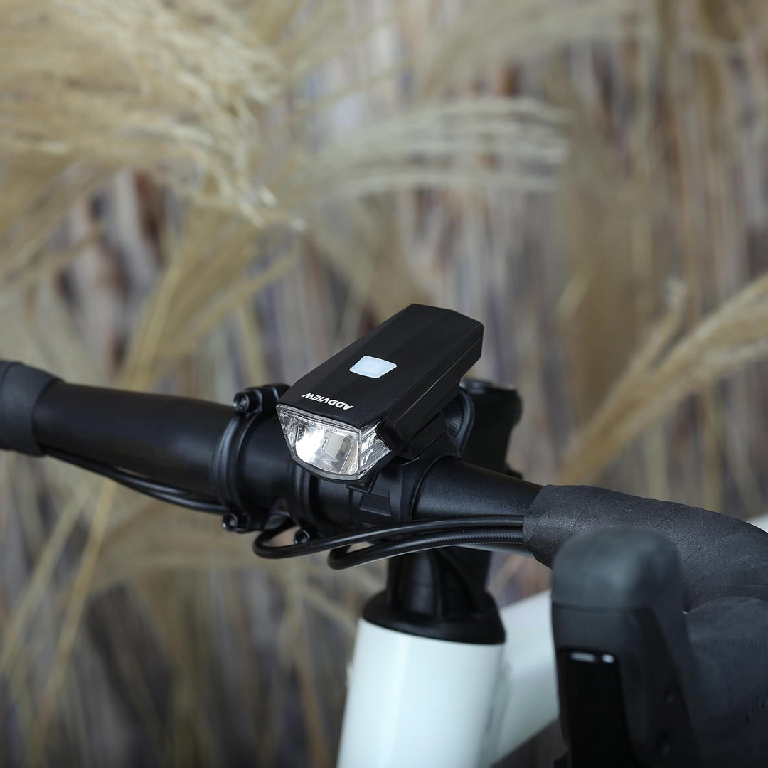 Fahrradlicht-Set Brilliance – LED Frontlicht 30 Lux mit Akku & Rücklicht mit Batteriebetrieb, StVZO