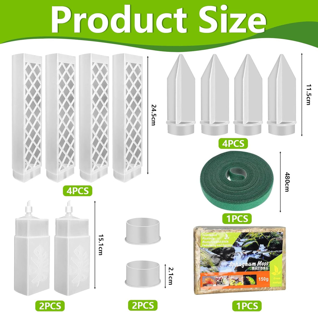 Moosstab für Monstera Rankhilfe Zimmerpflanzen Zubehör Set, 4 Stück 35cm (Moosstab + Bodeneinführung