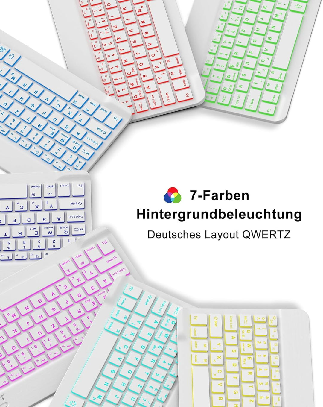 Für Samsung Galaxy Tab S10 FE Hülle mit Tastatur 7-Farben Beleuchtung, für S9 FE/S9 10,9/11 Zoll (20