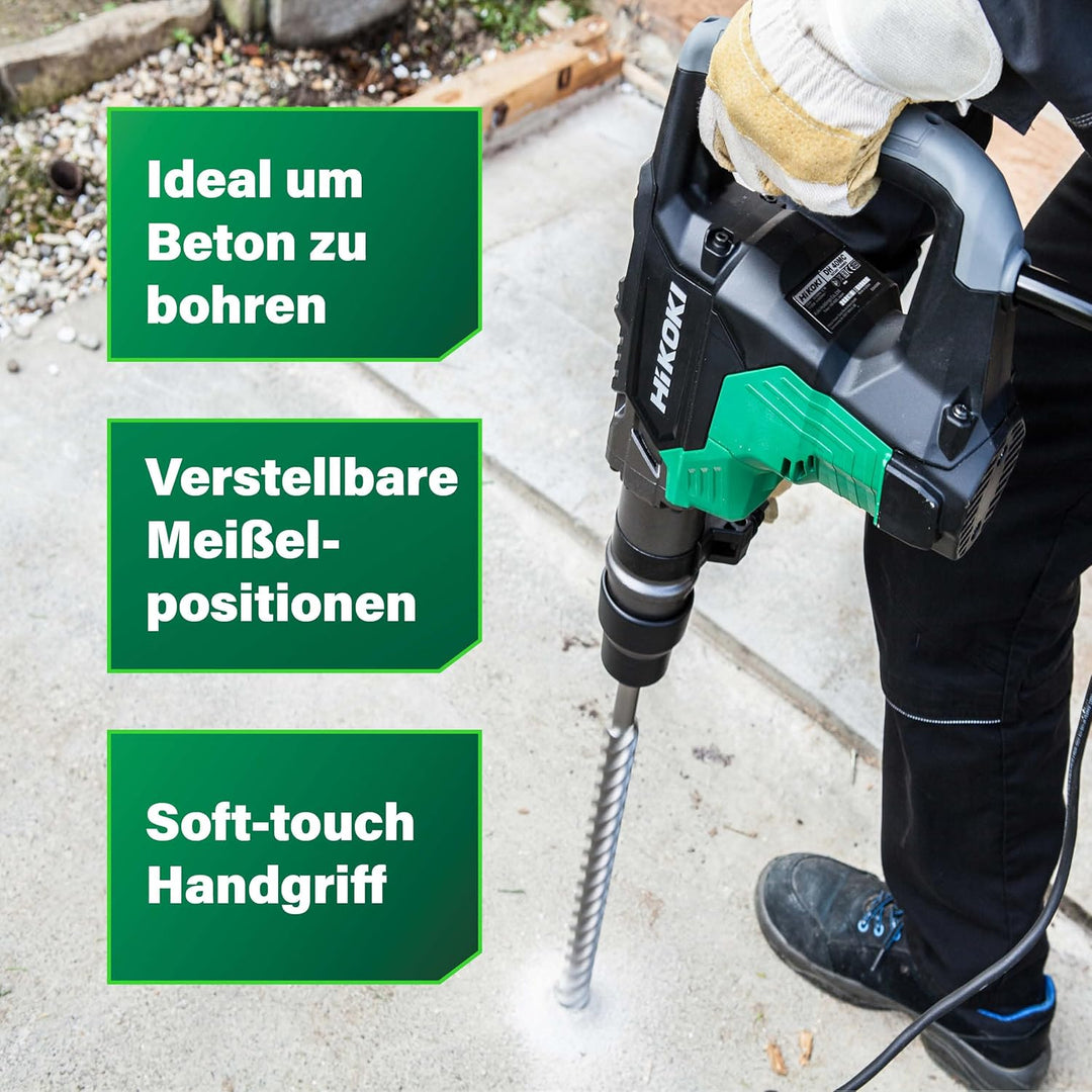 HiKOKI Bohr- & Meisselhammer DH40MC (1100W, 7.1 J, 40 mm Bohrleistung in Beton, SDS-max-Werkzeugaufn