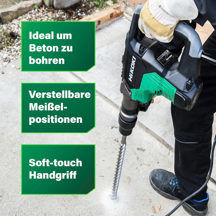 HiKOKI Bohr- & Meisselhammer DH40MC (1100W, 7.1 J, 40 mm Bohrleistung in Beton, SDS-max-Werkzeugaufn