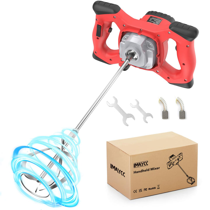 IMAYCC Elektrischer tragbarer Betonmischer, 2100W Mörtelrührer, Einstellbarer M14 Rühreradapter, zum