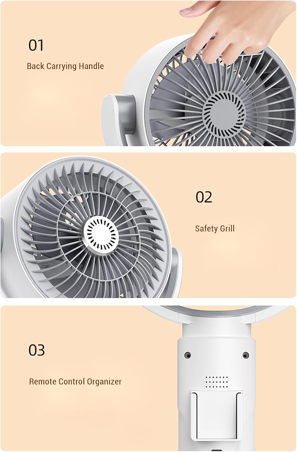 Fockety Ventilator für Schlafzimmer, 90°+180° Oszillierender Standventilator, Bodenventilatoren mit