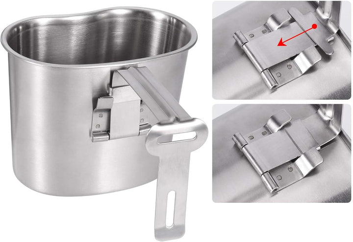 Goetland Edelstahl US Feldflasche Wasserflasche Trinkflasche 1L mit 0,5 L Becher Stofftasche für Cam