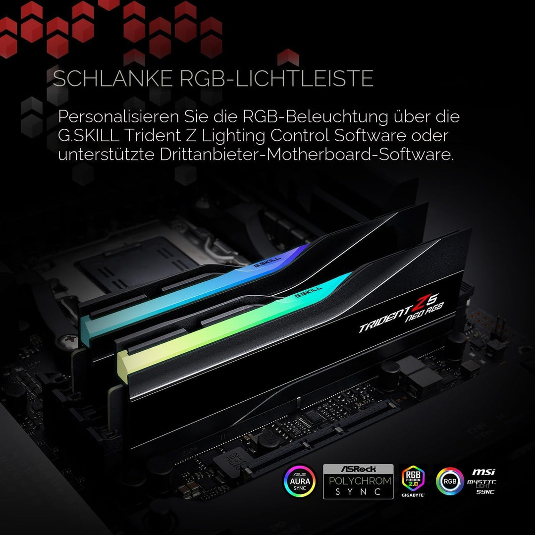 G.Skill Trident Z5 Neo RGB 32 GB. DDR5. 6000 MHz. PC/Server. Registered No. ECC No. 2x16 GB