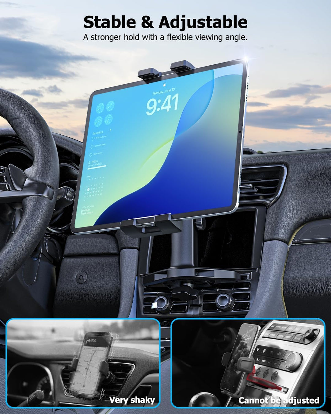Oilcan Auto CD Schlitz Tablet Halterung, CD Player Tablet Autohalterung Vorne mit Upgrade-Teleskop-A