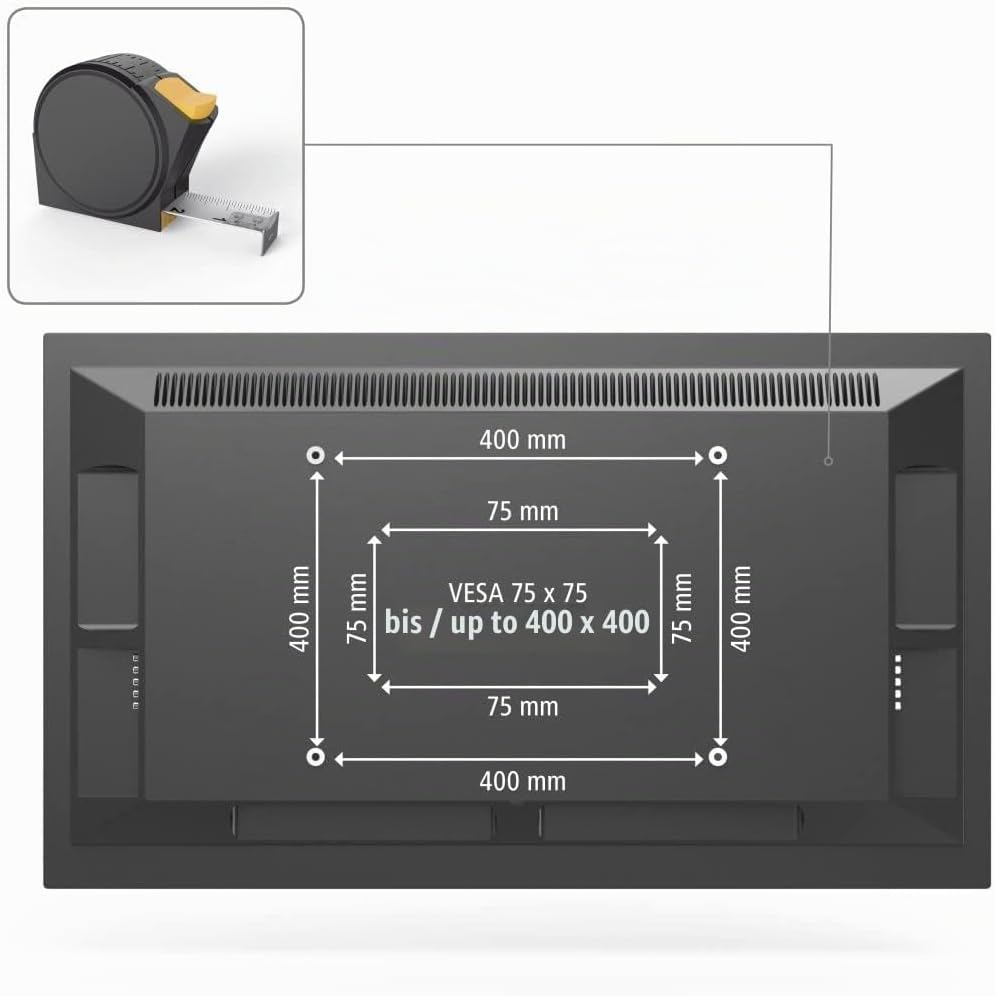 Hama TV Wandhalterung (TV Wandhalterung 65 Zoll, VESA 75x75 bis VESA 200x200, bis 35 kg, Wandabstand