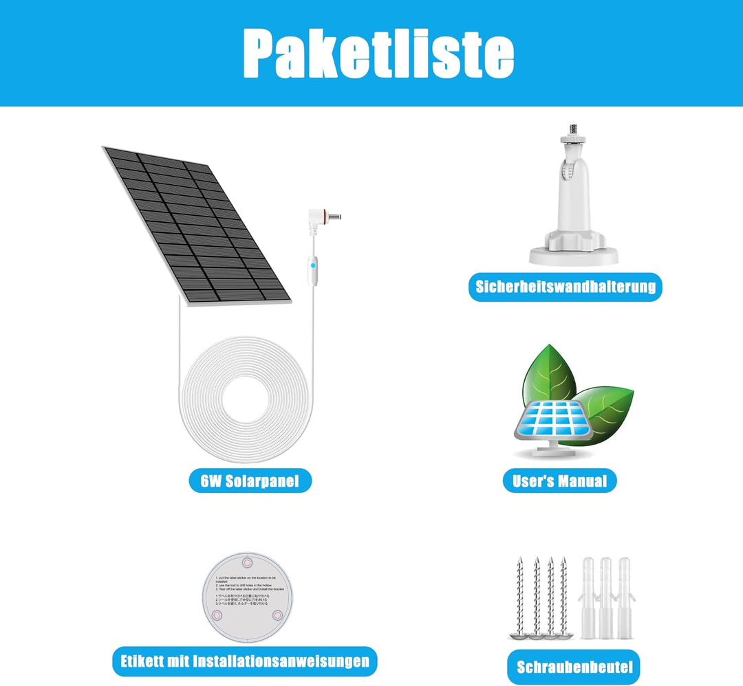6W Solarpanel kompatibel mit Ring Spotlight Cam Plus/Pro und Stick Up Cam-Akku, Solarladegerät für R