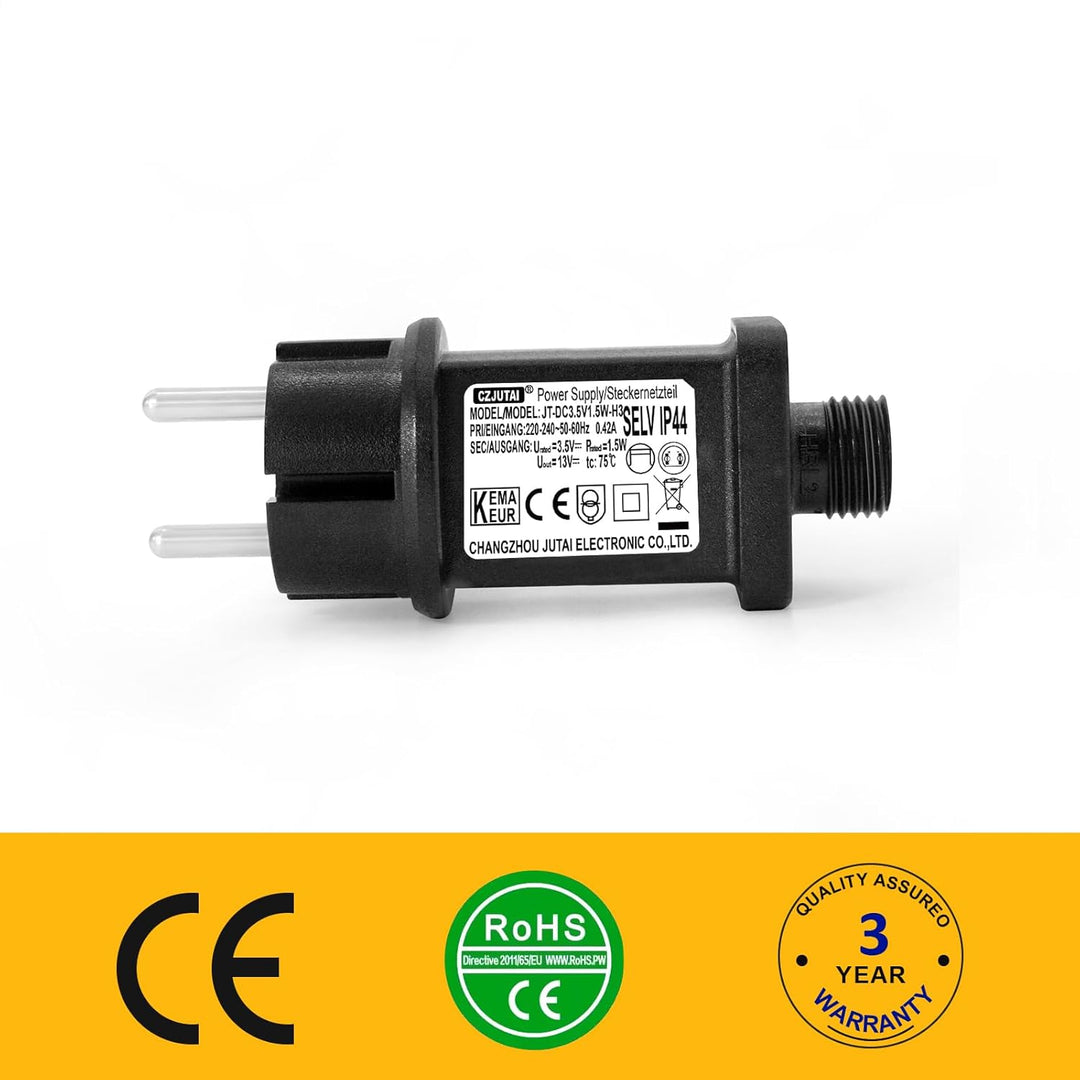 3,5 V 1,5 W LED-Transformator CZJUTAI IP44 Stromversorgung für Weihnachtsbeleuchtung mit Stecker – E