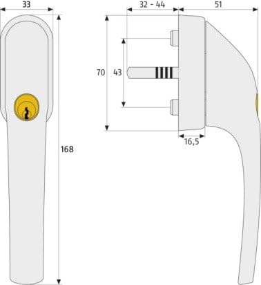 Abus FG300 abschliessbarer Fenstergriff, Silber, im Set 3 Stück alle gleichschliessend AL0089 mit in