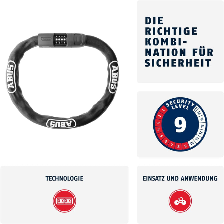 ABUS Kettenschloss 8808C - stabiles Zahlenschloss aus speziell gehärtetem Stahl - gut lesbare Zahlen