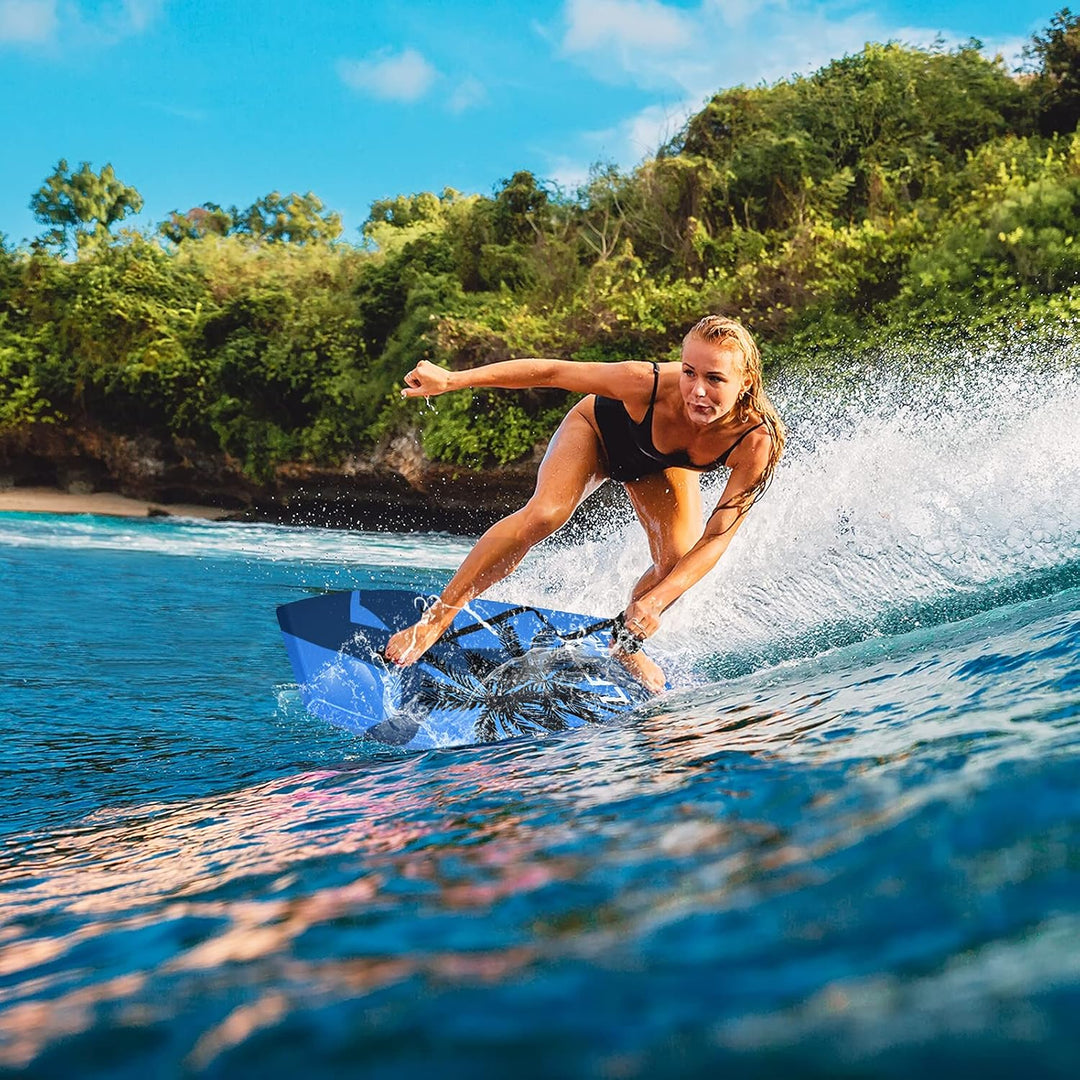 RELAX4LIFE Schwimmbrett tragbar, Schwimmboard mit Halteleine, Rutschfestes Surfbrett für Kinder & Er