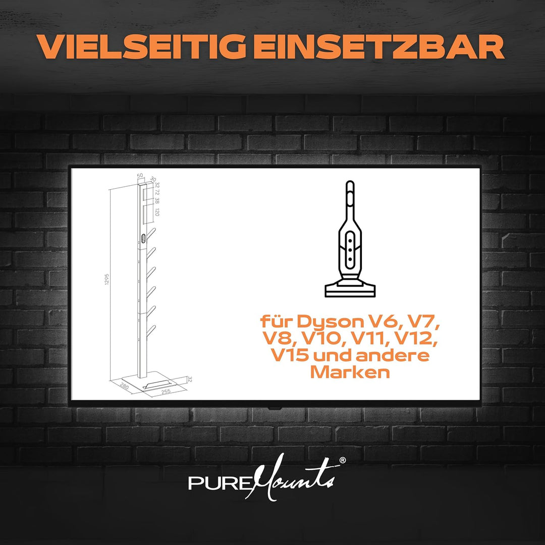 PureMounts Staubsauger Ständer Halterung universal kompatibel mit Dyson V6, V7, V8, V10, V11, V12, V