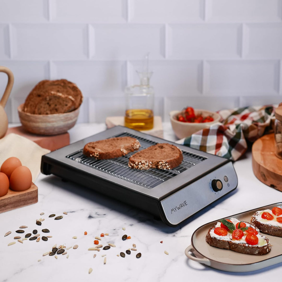 My Wave - Flachtoaster - Für Brot und Backwaren - Flachbett Toaster mit 900W Leistung - Einstellbare