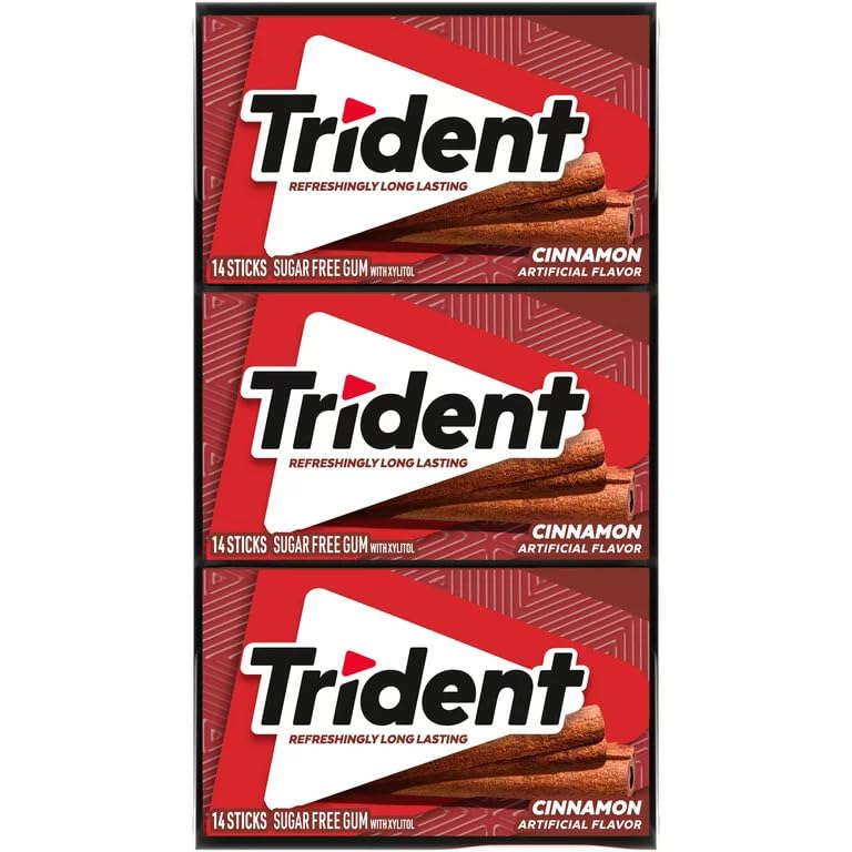 Trident Cinnamon Sugar Free Gum, 12 Packs of 14 Pieces (168 Total Pieces)