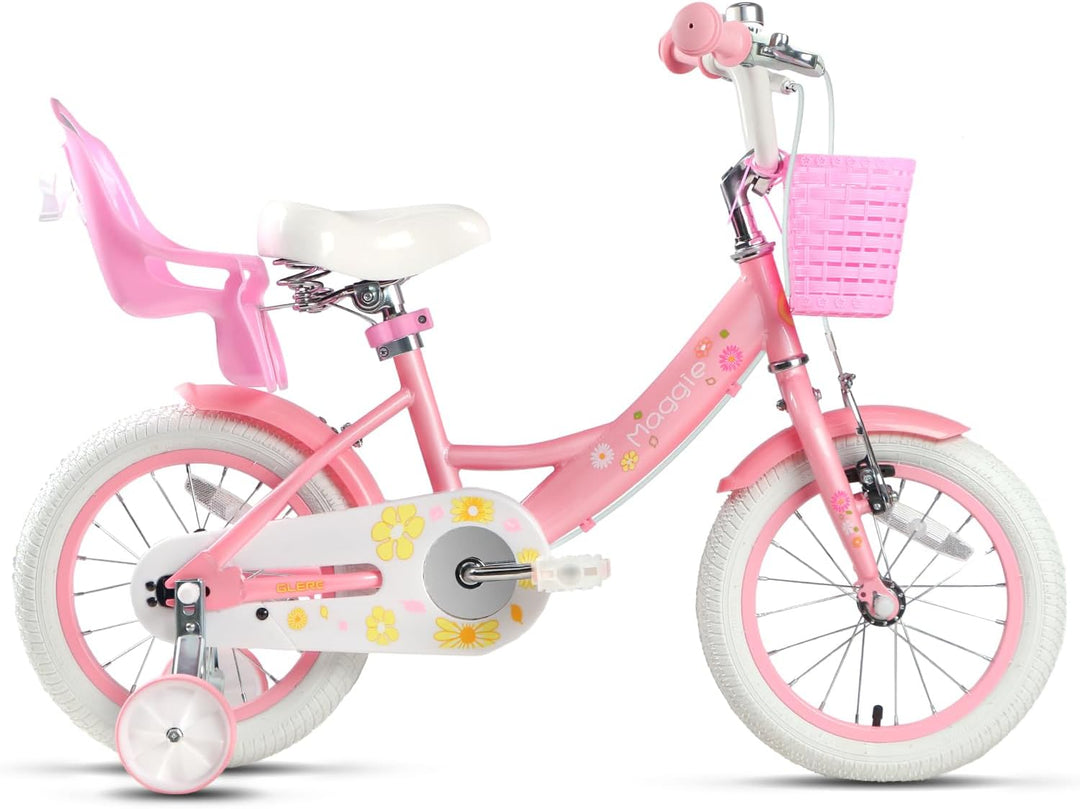 Glerc Maggie 12 14 16 20 Zoll KinderFahrrad für 2-12 Jahre Mädchenfahrrad alt mit Puppe-Sitz & Stütz