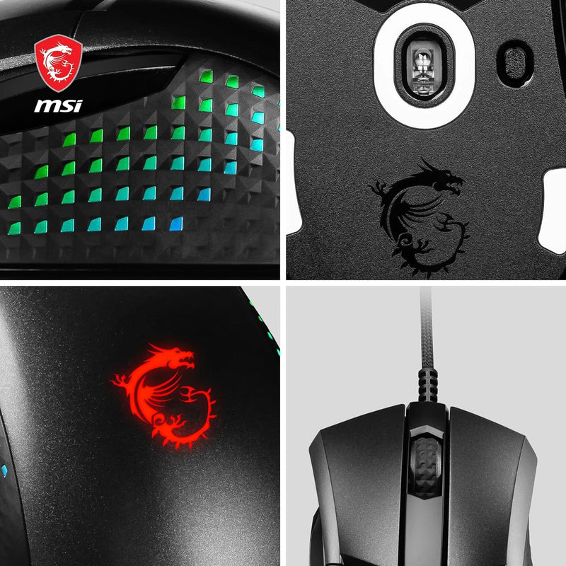 MSI Clutch GM51 Lightweight Gaming Maus - 26.000 DPI Optischer Sensor, 650 IPS, symmetrisch, 60Mio+