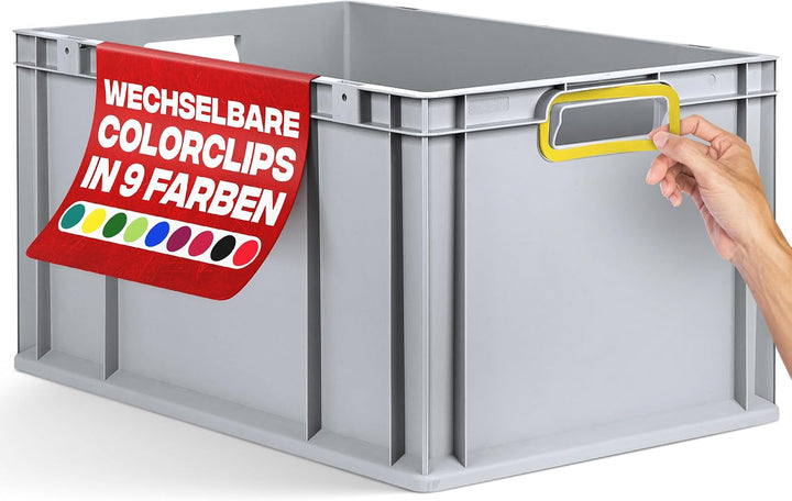 aidB Eurobox NextGen 2.0 - 600x400x320mm – Stapelbare 65L Kunststoffbox mit offenen Griffen – Lagerb