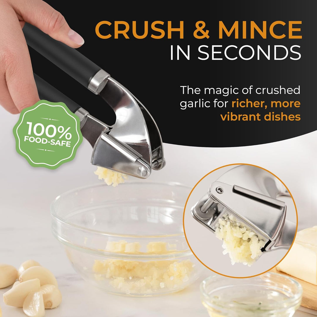 ORBLUE Knoblauchpresse Edelstahl Schwarz – Premium Knoblauchpresse & Knoblauchreibe – Garlic Press m
