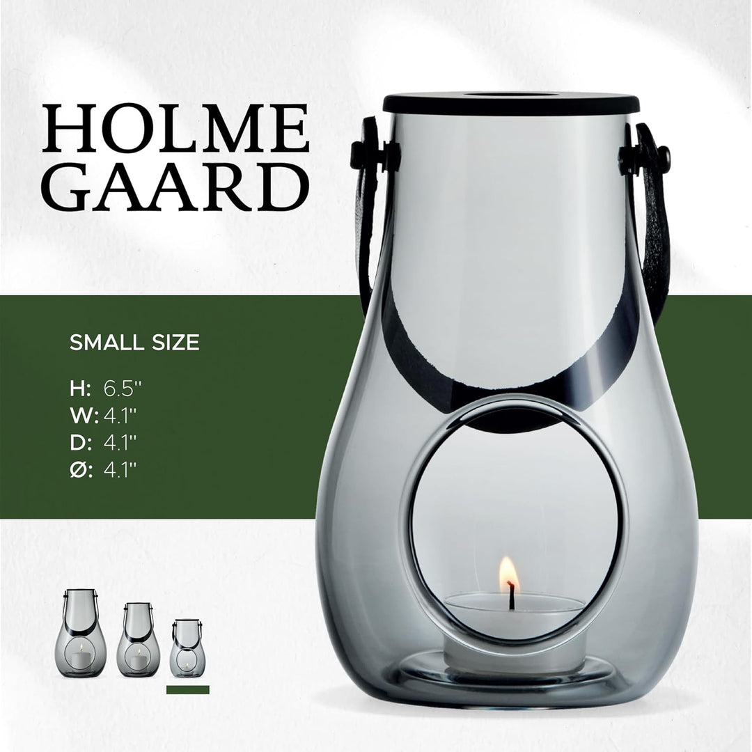 Holmegaard Laterne H16.5 cm Design with Light aus mundgeblasenem Glas, grau Smoke H16,5 cm, Smoke H1