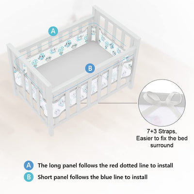 Vicloon Bettumrandung Nestchen, Nestchen für Kinderbetten Kantenschutz Baby Babybett, Atmungsaktive