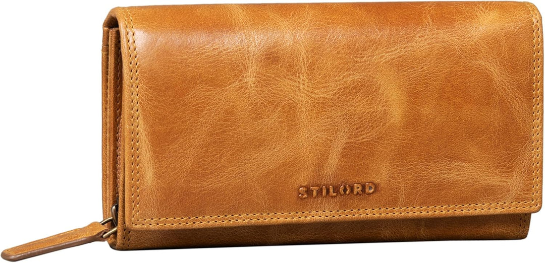 STILORD 'Ellen' Leder Geldbörse Damen RFID und NFC Schutz in stilsicherer Geschenkbox Grosses Portem
