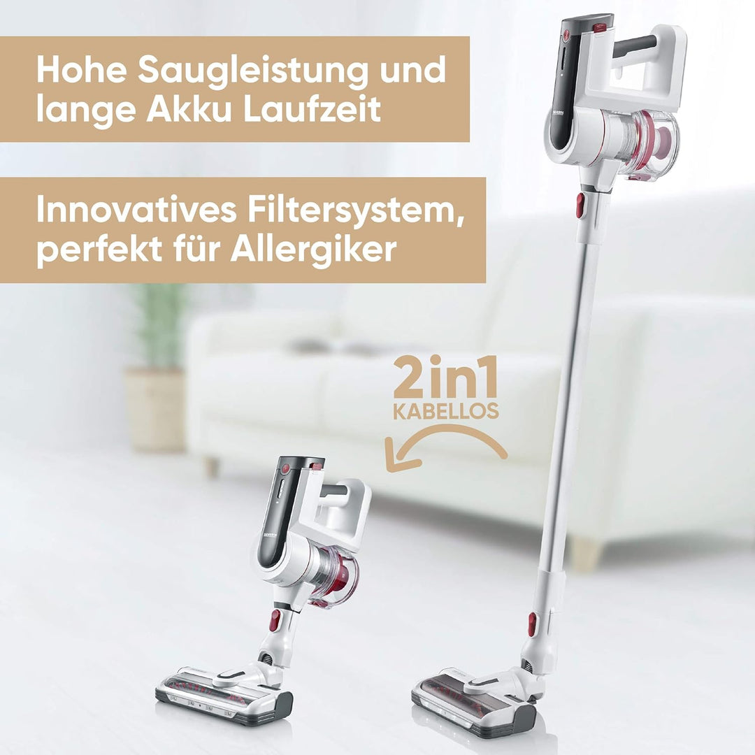 SEVERIN 2-in-1 Stiel- und Handstaubsauger, leistungsstarker Akku Staubsauger für Tierhaare, kabellos