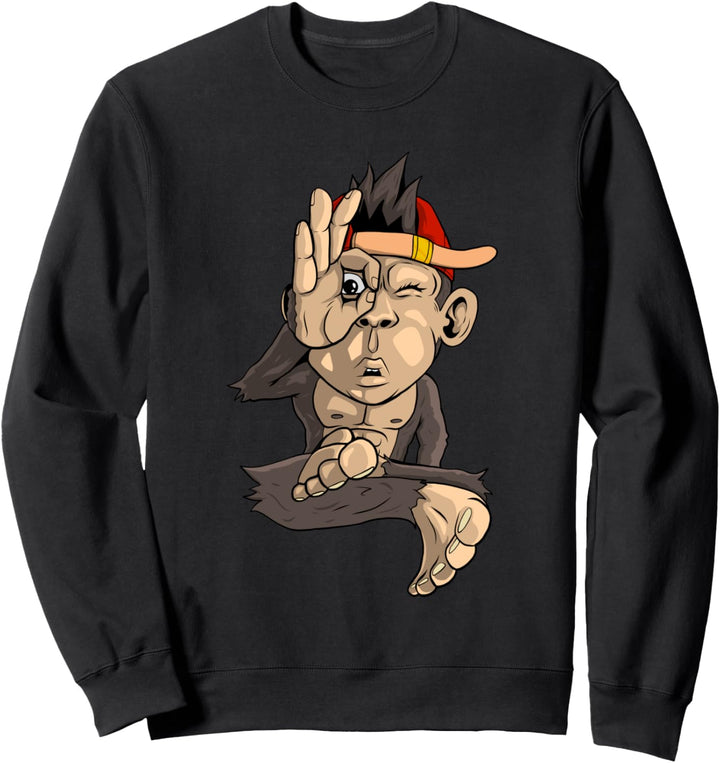 Süsser Affe macht OK-Zeichen Sweatshirt
