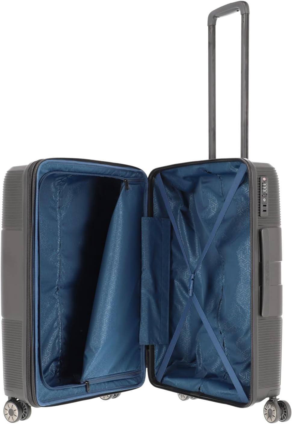 travelite 4-Rad Hartschalen Koffer mittelgross mit Dehnfalte + TSA Schloss, Gepäck Serie WAAL: Stabi