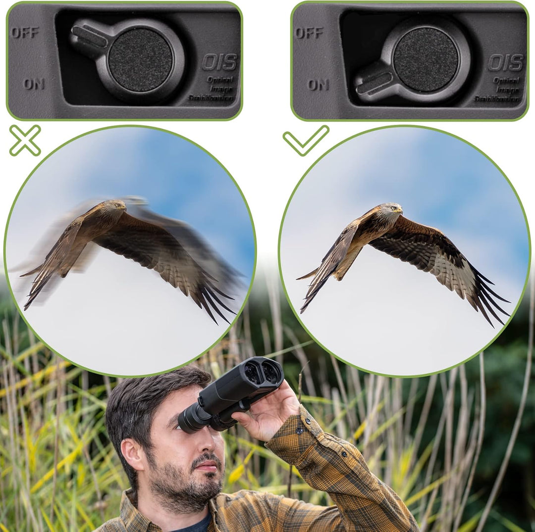 Bresser 16x42 Stabilizer OIS Fernglas mit Bildstabilisator,16-facher Vergrösserung inklusive Tragegu