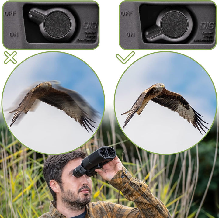 Bresser 16x42 Stabilizer OIS Fernglas mit Bildstabilisator,16-facher Vergrösserung inklusive Tragegu