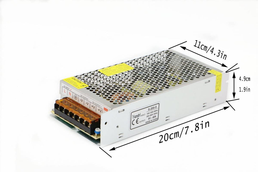 LianShi 5V 40A 200w Universal Schaltnetzteil geregelter Transformator urzschluss und Überstromschut