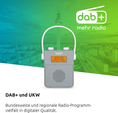 TechniSat DIGITRADIO 30 - wasserdichtes DAB+ Duschradio (UKW, DAB Digitalradio, integrierter Akku, B