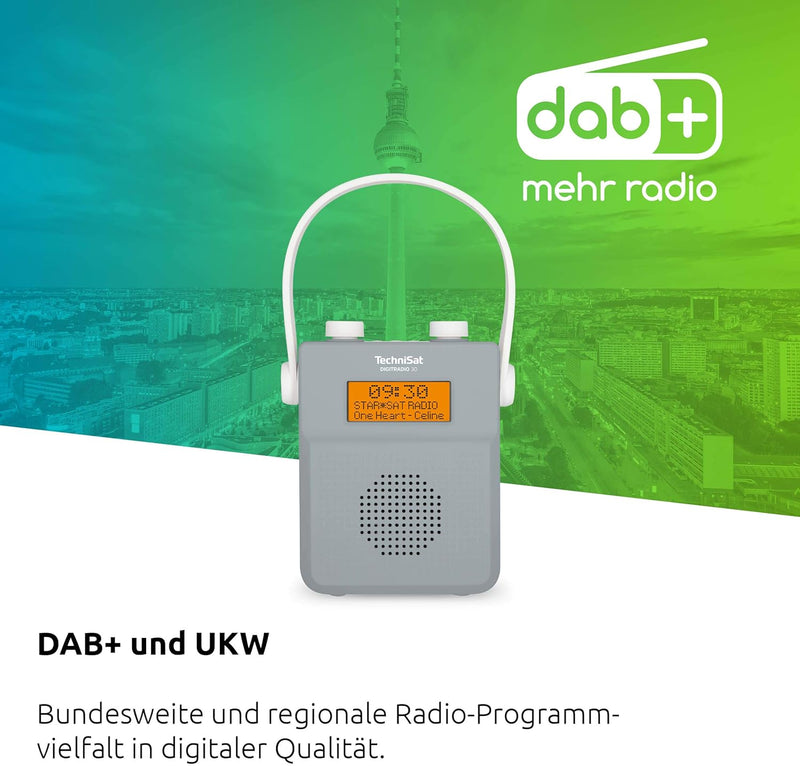 TechniSat DIGITRADIO 30 - wasserdichtes DAB+ Duschradio (UKW, DAB Digitalradio, integrierter Akku, B