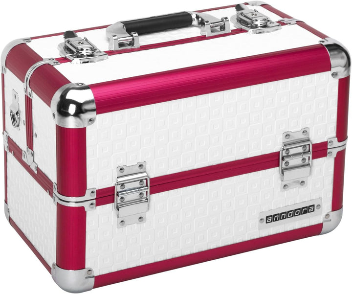 anndora Beauty Case Kosmetikkoffer Schminkkoffer Werkzeugkoffer - Rot Weiss Karo Fs02 Rot /