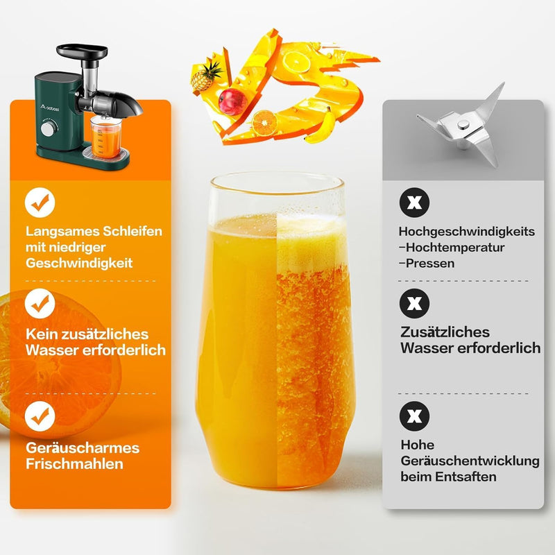 Aobosi Slow Juicer Entsafter Gemüse und Obst Profi Entsafter mit Ruhiger Motor & Umkehrfunktion & Sa