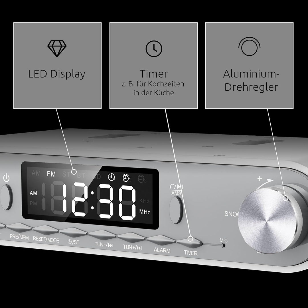 TechniSat Viola Küchenradio - Unterbau Radio mit UKW/FM, LED Display, Arbeitsleuchte, Timer, Bluetoo