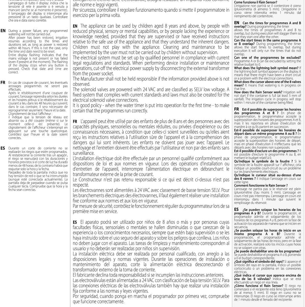 Claber Aqua-Home 4-6-8, Bewässerungscomputer für 8 Bewässerungskreise Einzelbett, Einzelbett