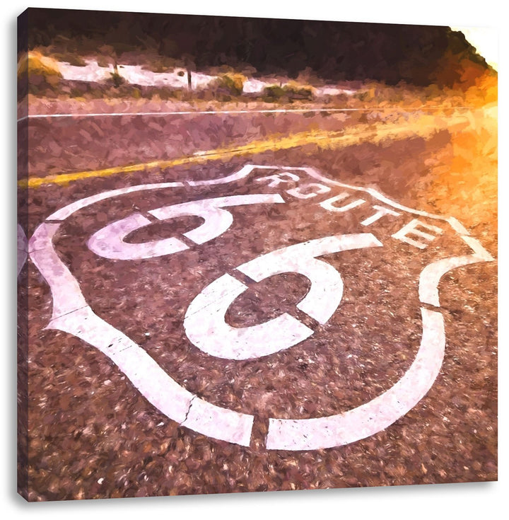 Pixxprint Einsame Strasse, Format: 70x70 auf Leinwand, XXL riesige Bilder fertig gerahmt mit Keilrah