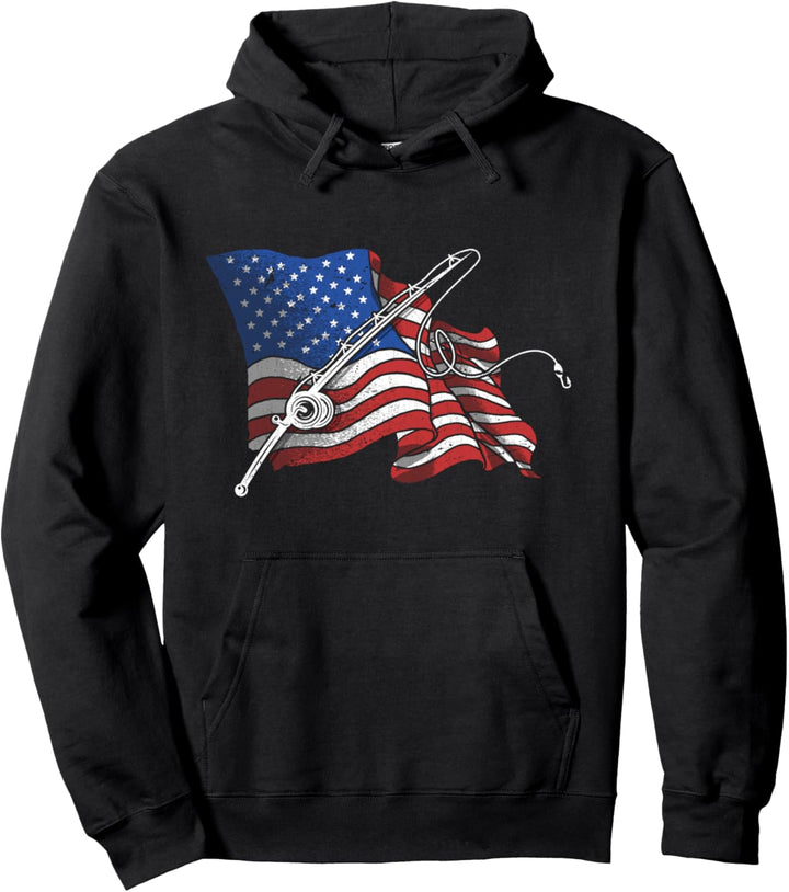 Amerika Flagge Angel Fischer Hobby Angler Angelrute Angel Pullover Hoodie