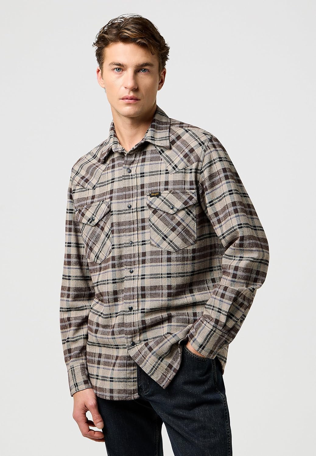 Wrangler Herren Western Shirt M Rich Black, M Rich Black