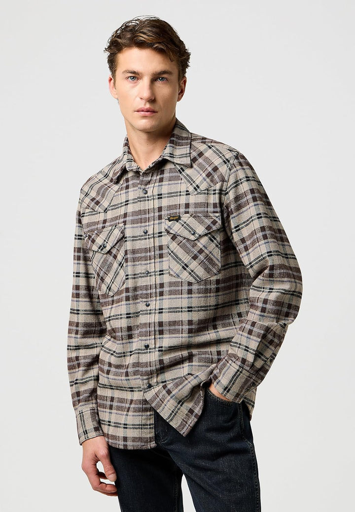 Wrangler Herren Western Shirt M Rich Black, M Rich Black